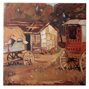 Grant Wood - The Horsetraders Tile