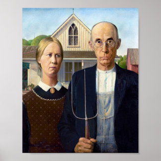 Grant Wood's American Gothic famous painting Poster