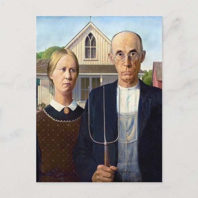 Grant Wood's American Gothic  Postcard (Front)