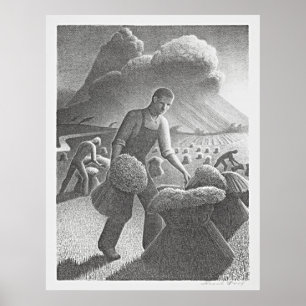 Grant Wood's Approaching Storm: Retro Elegance Poster