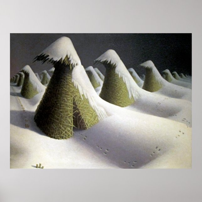  Grant Wood's Winter Silence, Timeless Fields Poster (Front)