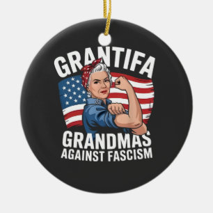 Grantifa Grandma Against Facism No King USA  Ceramic Tree Decoration