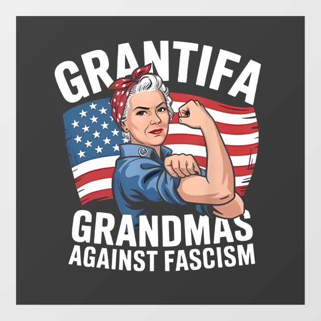 Grantifa Grandma Against Facism No King USA  Window Cling (Sheet)