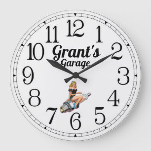 Grant's Garage Spark Plug Pin Up Large Clock