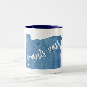 Grants Pass Oregon Wood Grain Two-Tone Coffee Mug