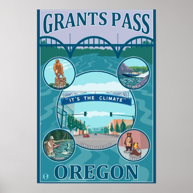 Grants Pass, OregonScenic Travel Poster (Front)