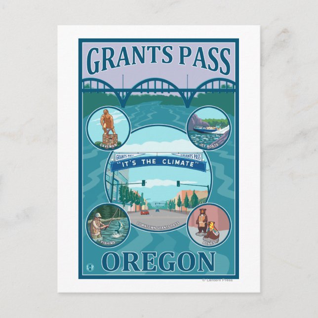 Grants Pass, OregonScenic Travel Poster Postcard (Front)