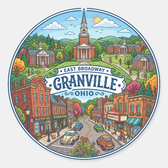 Granville USA Classic Round Sticker (Front)