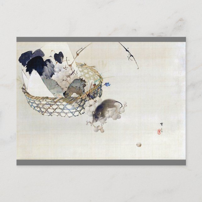 Grape and Mouse, Watanabe Seitei Postcard (Front)