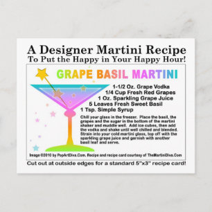 Grape Basil Martini Recipe Postcard