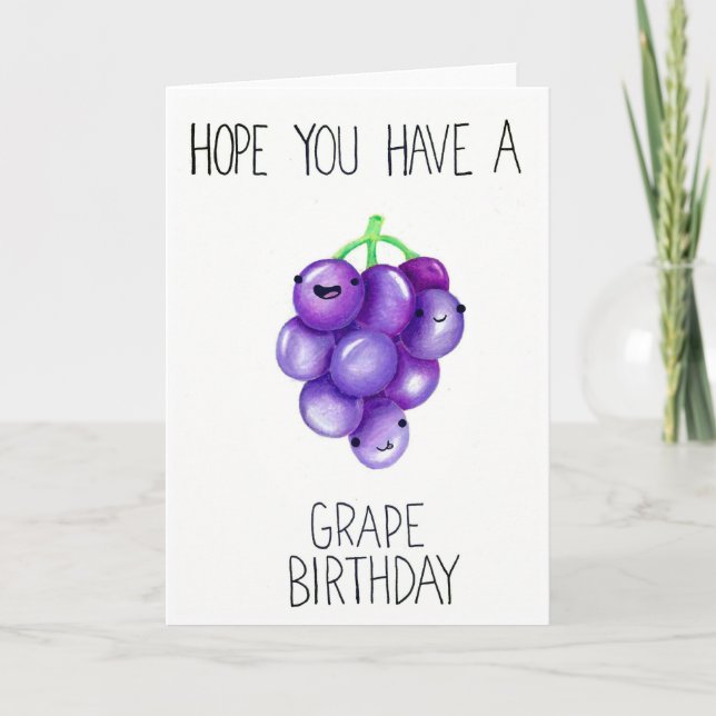 Grape Birthday Holiday Card (Front)