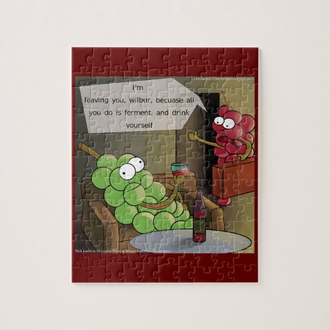 Grape Break-Up Funny Food, Wine & Marriage Comic Jigsaw Puzzle (Vertical)