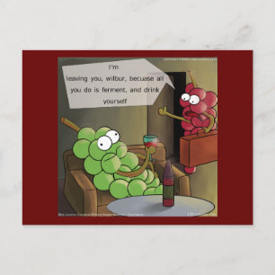 Grape Break-Up Funny Food, Wine & Marriage Comic Postcard