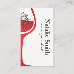 Grape Bunch   Red Wine Glass   Winery Business Card