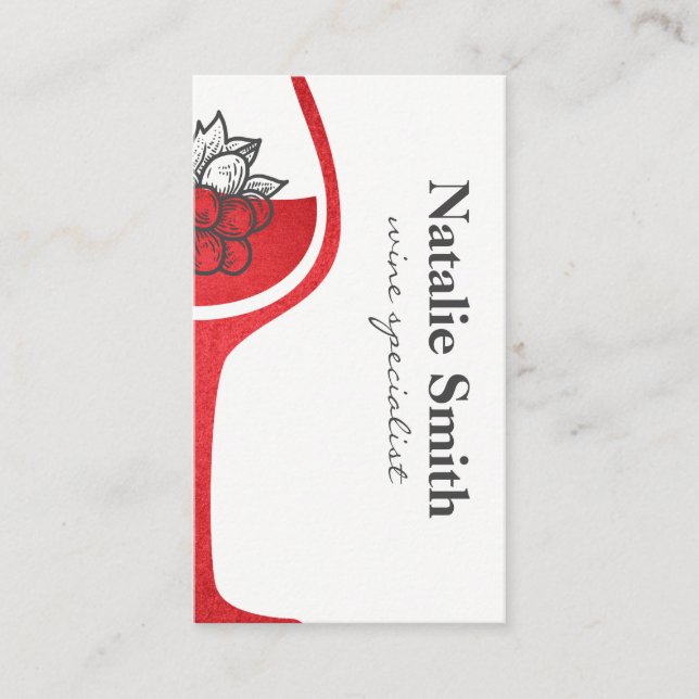 Grape Bunch | Red Wine Glass | Winery Business Card (Front)