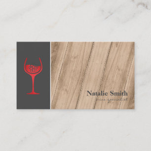 Grape Bunch   Red Wine Glass   Wood Business Card