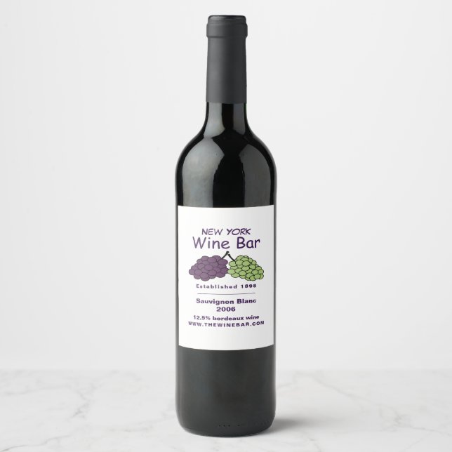 Grape Bunch, Wine Bar/Winery Wine Label (Front)