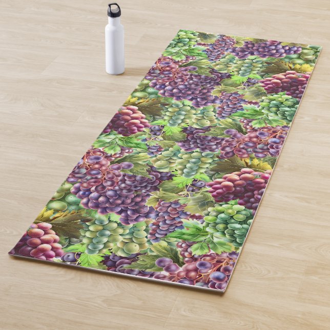 Grape bunches collage realistic red green fruit yoga mat (In Situ)