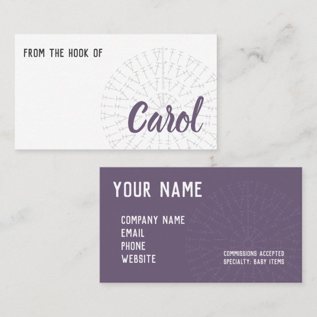 Grape Dusky Purple Crochet Chart Business Card (Front/Back)
