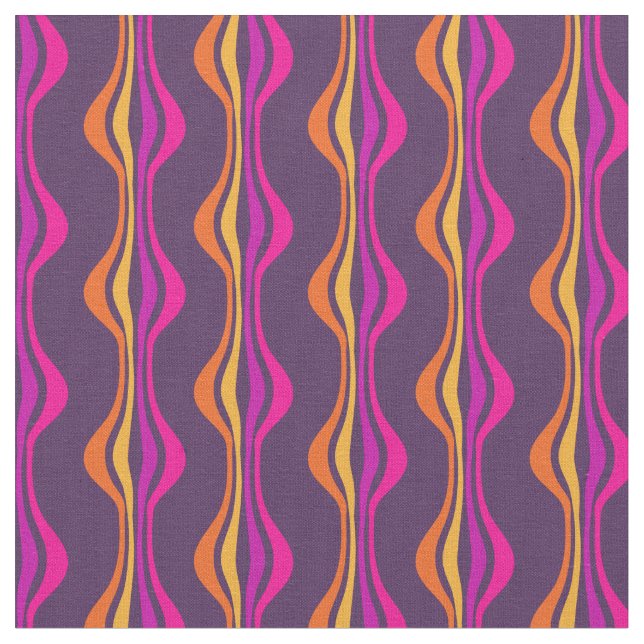 Grape Expectations Groovy Purple Disco Patterned Fabric (Close Up)