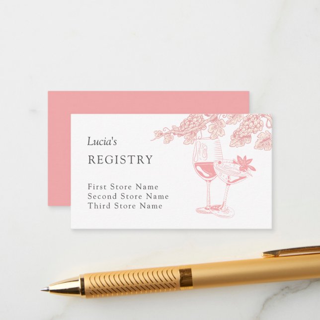 Grape Fruit Champagne Retro Bridal Shower Register Enclosure Card (Front/Back In Situ)