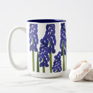 Grape Hyacinth Purple Blue Flower Floral Two-Tone Coffee Mug