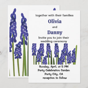 Grape Hyacinth Purple Blue Flower Floral Wedding Invitation
