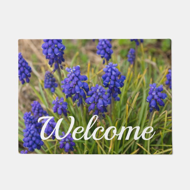 Grape Hyacinths Family Welcome Doormat (Front)
