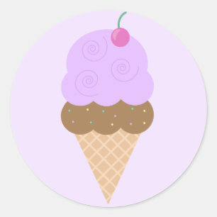 Grape Ice Cream Cone Classic Round Sticker