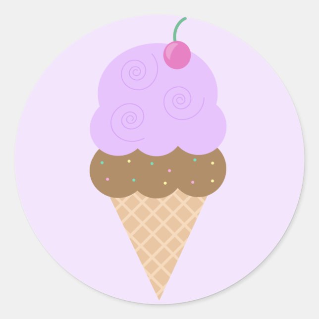 Grape Ice Cream Cone Classic Round Sticker (Front)