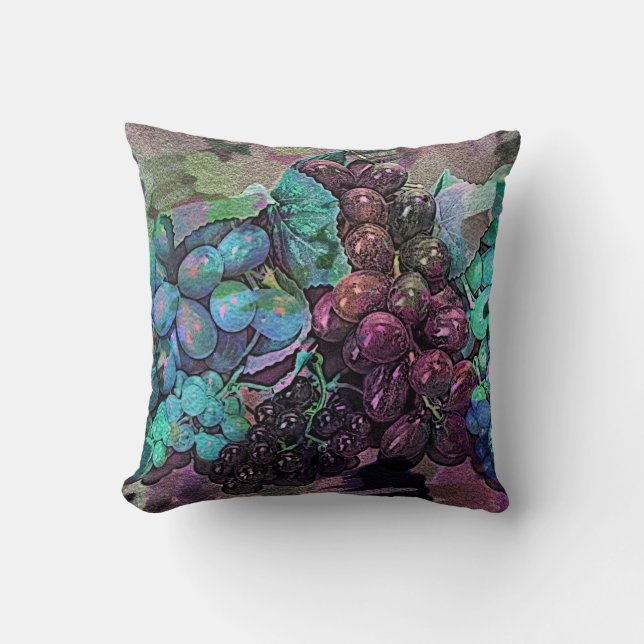 Grape Impressions Digital Art Throw Pillow (Front)