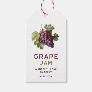 Grape jam homemade recipe with grapes gift tags