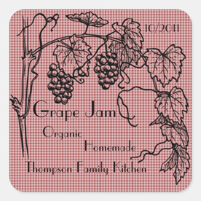 Grape Jam Jar Label (Customise) (Front)