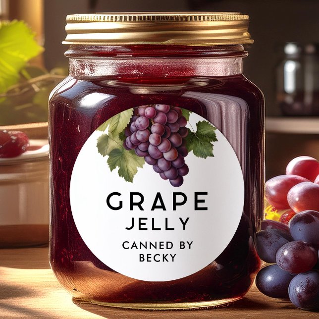 Grape jelly canning classic round sticker (Creator Uploaded)