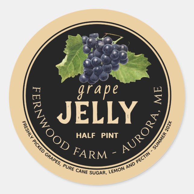 Grape Jelly Classic Round Sticker (Front)