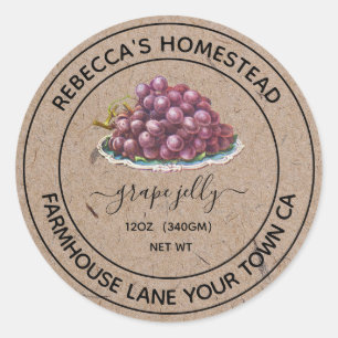 Grape Jelly Kraft Paper Canning Jar Labels