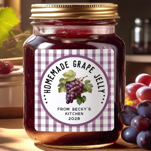 Grape jelly with chequered pattern square sticker