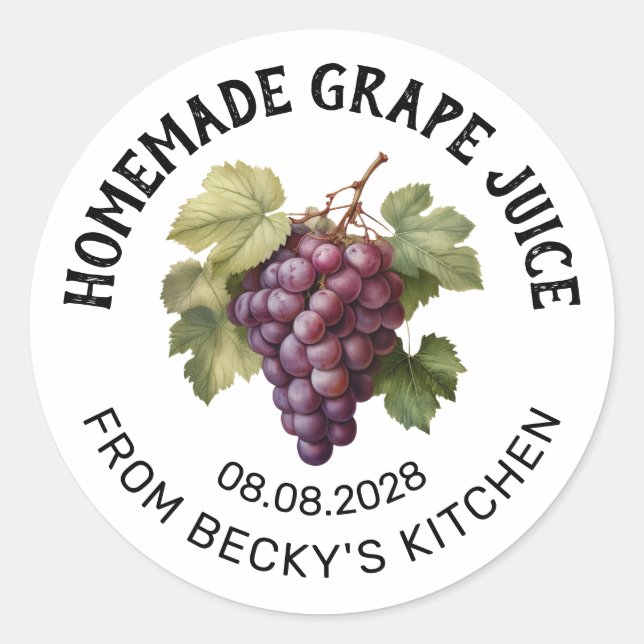 Grape Juice canning label with red grapes (Front)