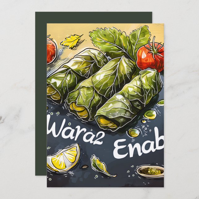 Grape Leaf Goodness: Authentic Wara2 Enab Dawali Invitation (Front/Back)