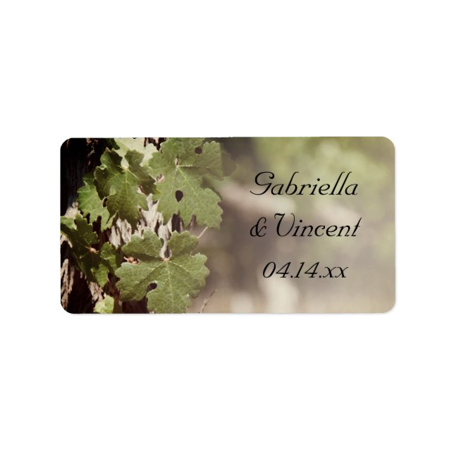 Grape Leaves Vineyard Wedding Favor Tags (Front)