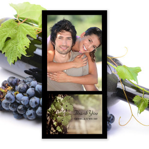 Grape Leaves Vineyard Wedding Thank You Card