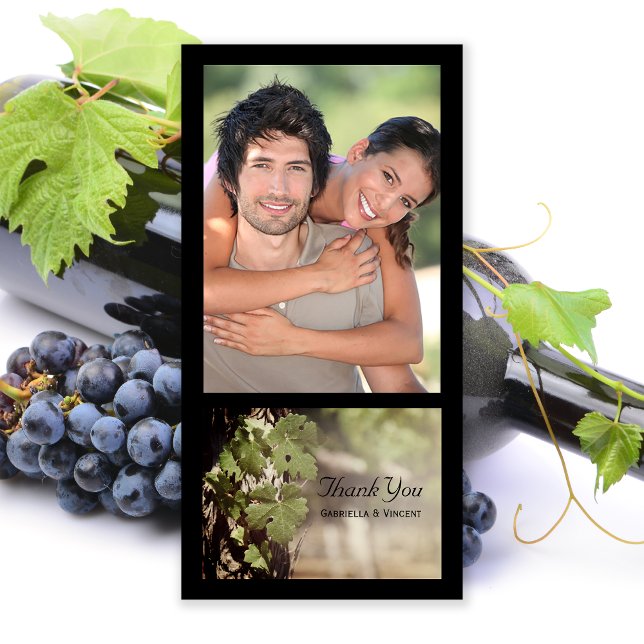 Grape Leaves Vineyard Wedding Thank You Card (Creator Uploaded)