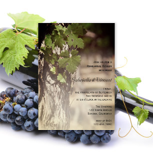 Grape Leaves Vineyard Winery Rehearsal Dinner Invitation