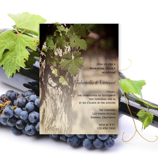 Grape Leaves Vineyard Winery Rehearsal Dinner Invitation (Creator Uploaded)