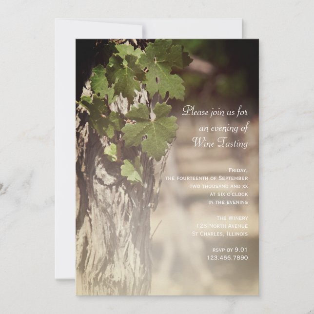 Grape Leaves Wine Tasting Party Invitation (Front)