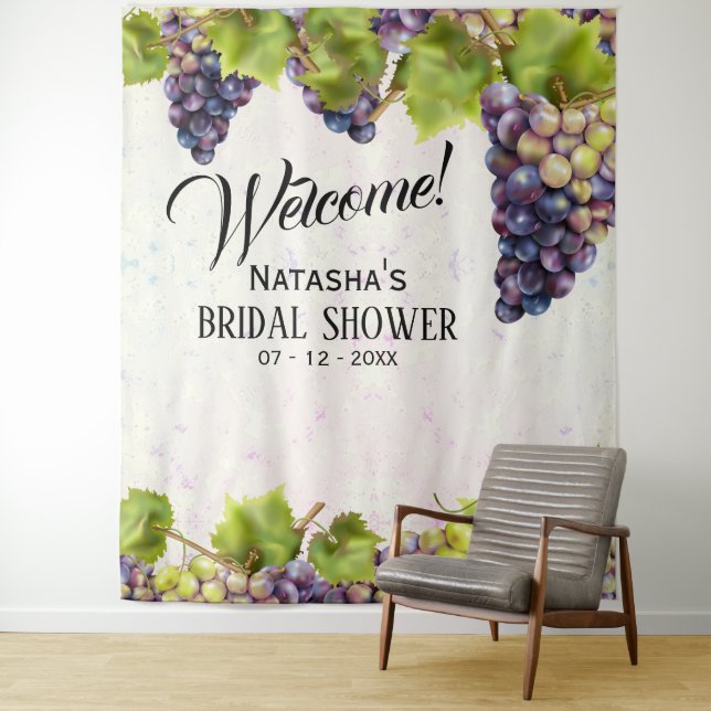 Grape Mediterranean Vineyard Garden Backdrop Tapestry (In Situ)