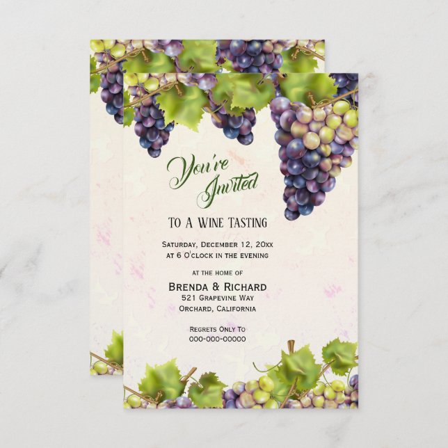 Grape Mediterranean Vineyard Garden Invitation (Front/Back)
