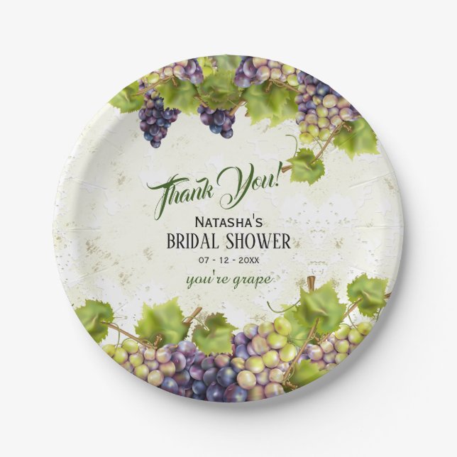 Grape Mediterranean Vineyard Garden Wedding Paper Plate (Front)
