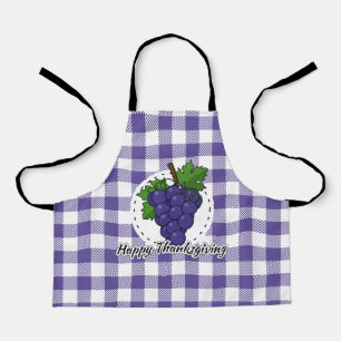 Grape on Violet Plaid - Happy Thanksgiving Apron