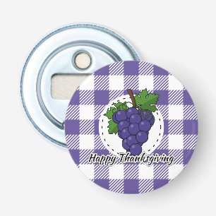 Grape on Violet Plaid - Happy Thanksgiving Bottle Opener